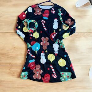 Womens Medium Christmas Print Long Sleeve Bodycon Dress Ladies Party Mini Dress